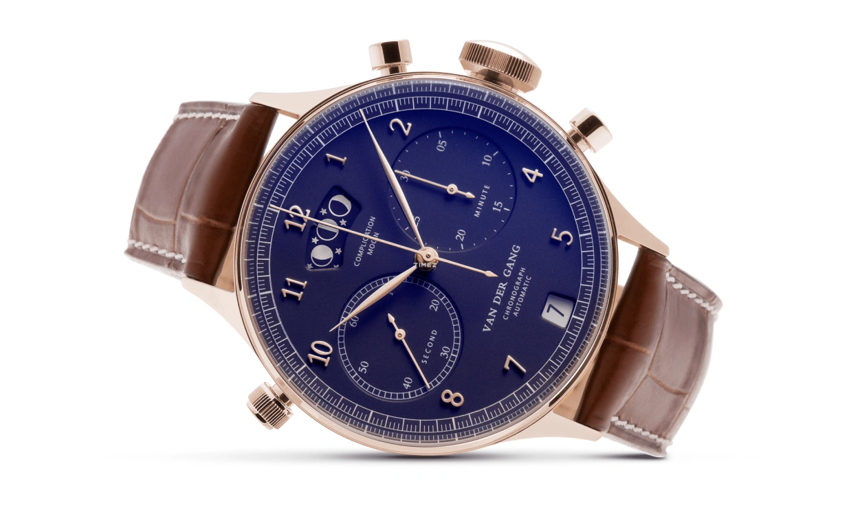 Van der Gang Watches,Gents 41mm,41mm,Rose Gold,Blue,Automatic,Chronograph,Moonphase,Day,20030