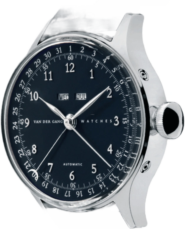 Van der Gang Watches,Ladies 34mm,34mm,Stainless Steel,Black,Automatic,Chronograph,Month,Date,Day,42hours,Sapphire,20007