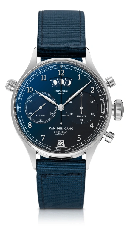 Van der Gang Watches,Gents 41mm,41mm,Stainless Steel,Blue,Automatic,Chronograph,Moonphase,Day,20028