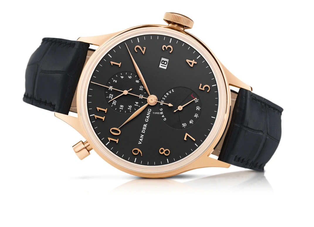 Van der Gang Watches,Gents 41mm,41mm,Rose Gold,Black,Automatic,Day,Power Reserve Indicator,Dule Time,20018D