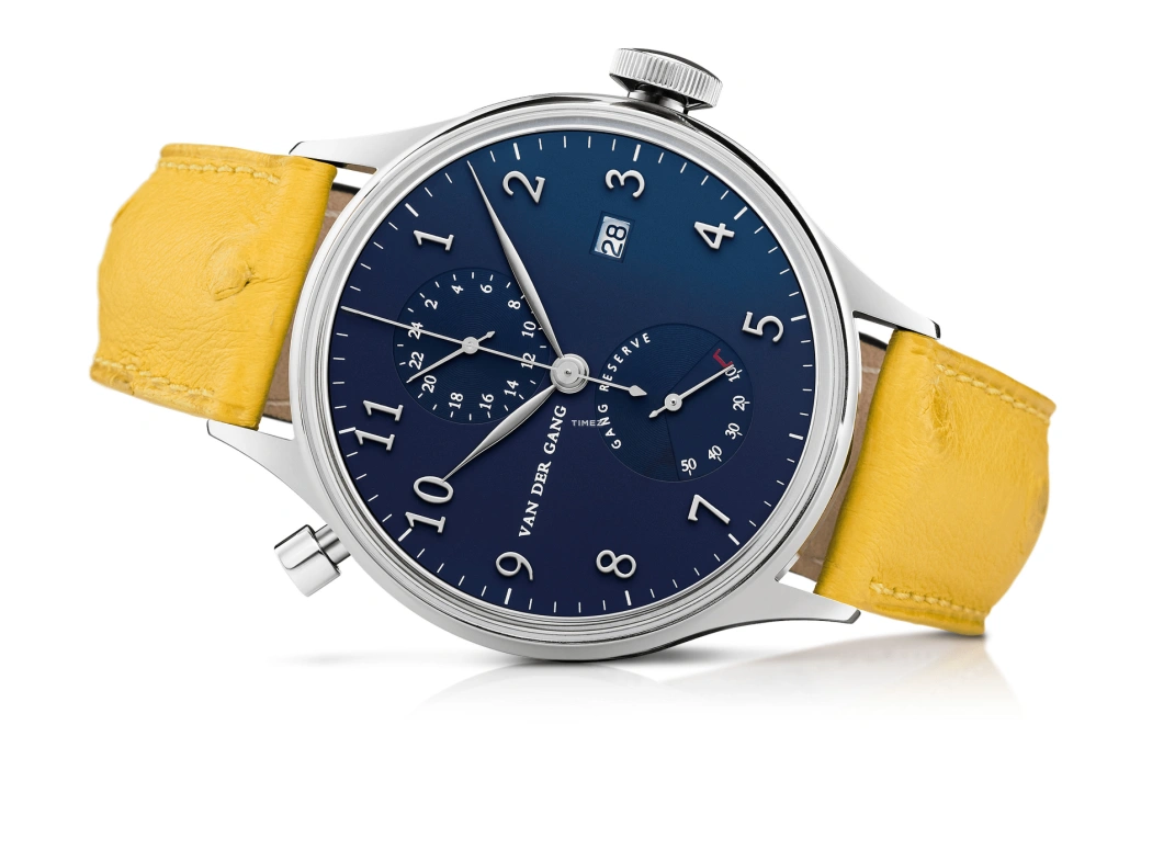 Van der Gang Watches,Classic GMT 41mm,41mm,Stainless Steel,Blue,Automatic,Day,Power Reserve Indicator,Dule Time,20048