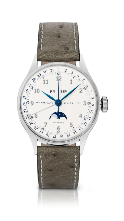 Van der Gang Watches,Ladies 34mm,34mm,Stainless Steel,Silver,Automatic,Moonphase,Month,Date,Day,42hours,Sapphire,20006M