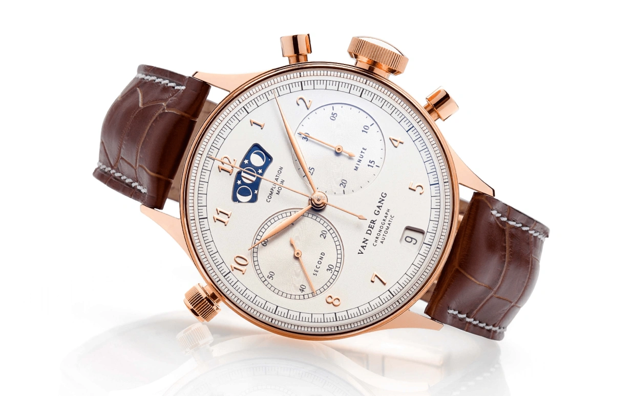 Van der Gang Watches,Gents 41mm,41mm,Rose Gold,Silver,Automatic,Chronograph,Moonphase,Day,20024
