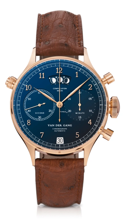 Van der Gang Watches,Gents 41mm,41mm,Rose Gold,Blue,Automatic,Chronograph,Moonphase,Day,20030