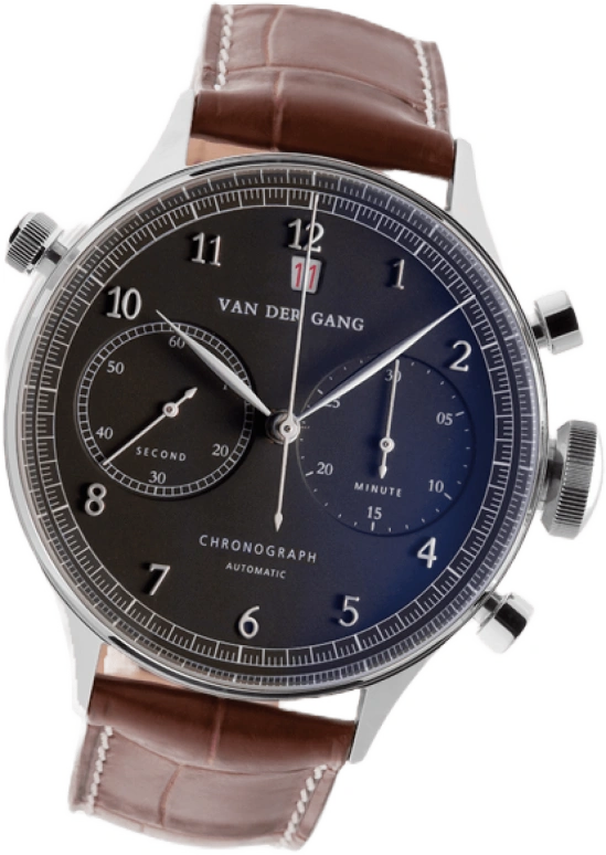 Van der Gang Watches,Gents 41mm,41mm,Stainless Steel,Black,Automatic,Chronograph,Day,20021