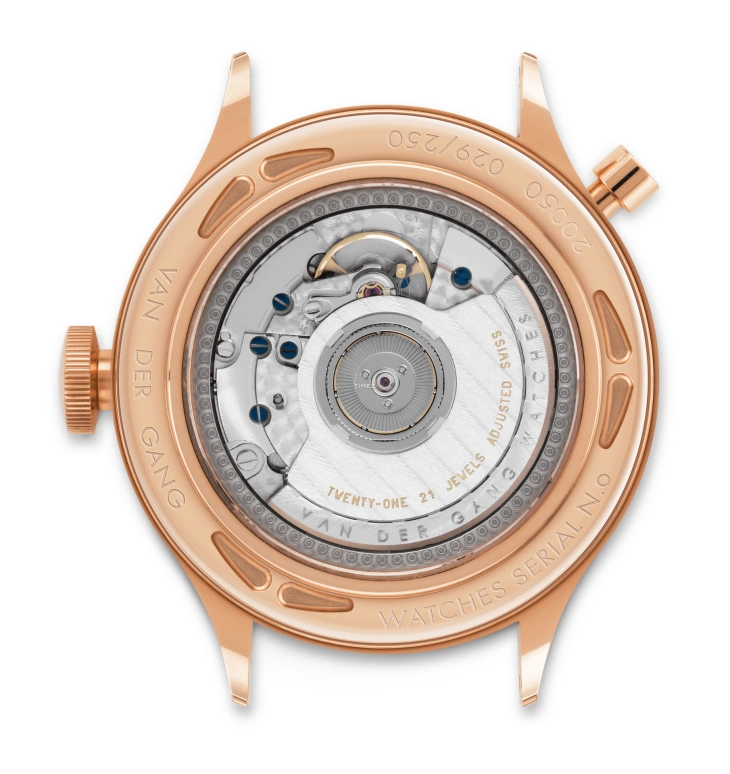 Van der Gang Watches,Classic GMT 41mm,41mm,Rose Gold,Blue,Automatic,Day,Power Reserve Indicator,Dule Time,20050