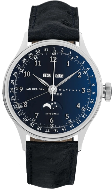 Van der Gang Watches,Ladies 34mm,34mm,Stainless Steel,Blue,Automatic,Moonphase,Month,Date,Day,42hours,Sapphire,20008M