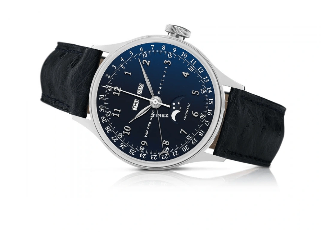 Van der Gang Watches,Ladies 34mm,34mm,Stainless Steel,Blue,Automatic,Moonphase,Month,Date,Day,42hours,Sapphire,20008M