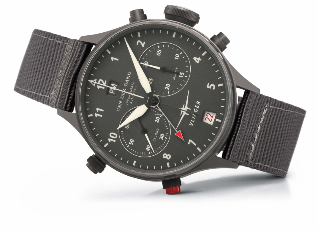 Van der Gang Watches,Vlieger 41mm,41mm,Stainless Steel,Grey,Automatic,Chronograph,Day,Dule Time,GMT,42hours,Sapphire,Crystal Glass,20045ZA,20045ZA-T