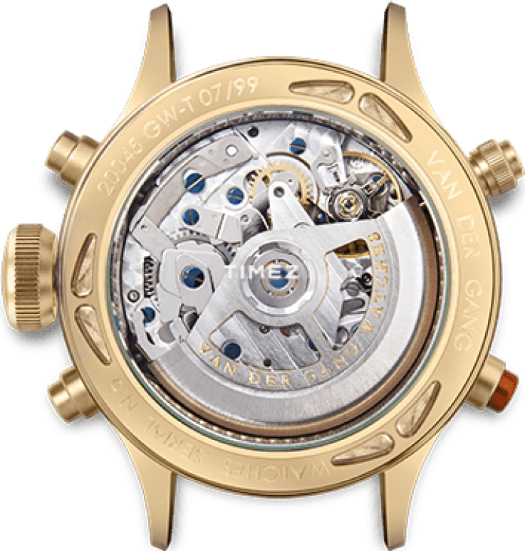 Van der Gang Watches,Vlieger 41mm,41mm,Yellow Gold,Black,Automatic,Chronograph,Day,Dule Time,GMT,42hours,Sapphire,Crystal Glass,20045GA,20045GA-G