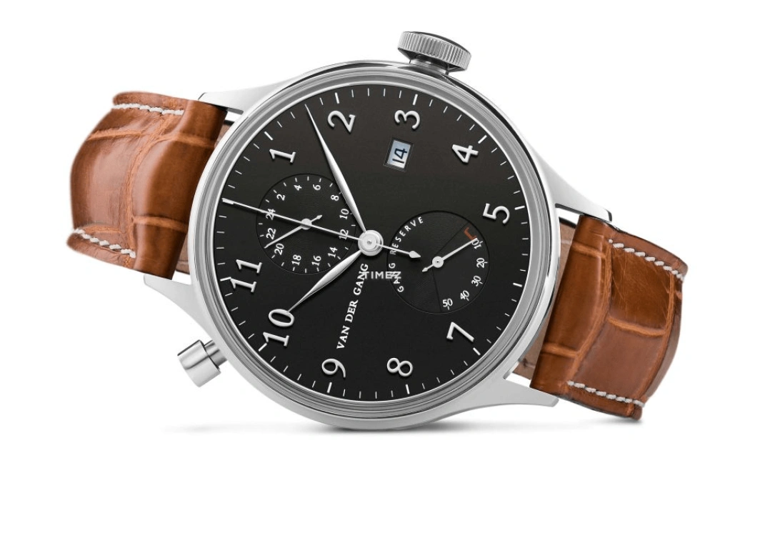 Van der Gang Watches,Gents 41mm,41mm,Stainless Steel,Black,Automatic,Day,Power Reserve Indicator,Dule Time,20014D