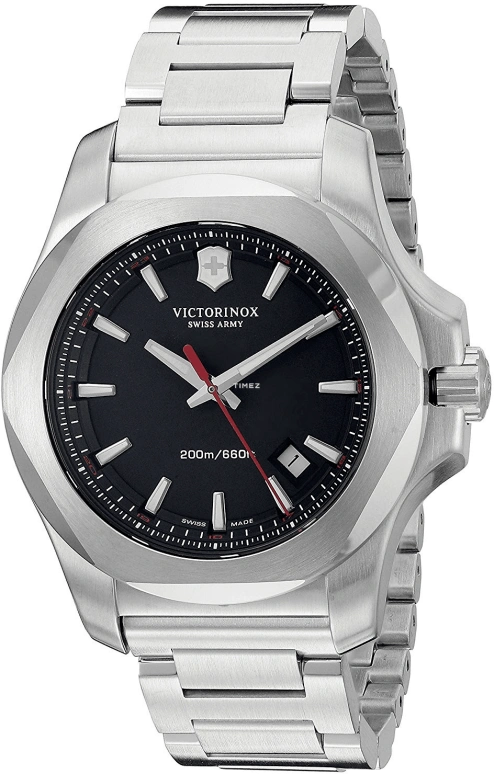 Victorinox,I.N.O.X. 43mm,43mm,Stainless Steel,Black,Quartz,Day,Sapphire,241723,241723.1