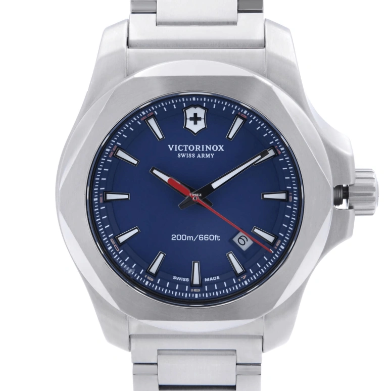 Victorinox,I.N.O.X. 43mm,43mm,Stainless Steel,Blue,Quartz,Day,Sapphire,Crystal Glass,241724,241724.1