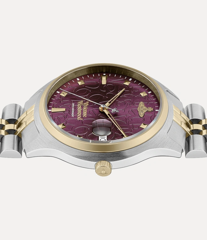 Vivienne Westwood,Other 37mm,37mm,Stainless Steel,Purple,Wine Red,Quartz,Hardlex,Round,VV261BYSG