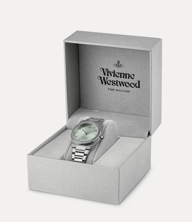 Vivienne Westwood,Other 33mm,33mm,Stainless Steel,Green,Quartz,Hardlex,Glass,Tonneau,VV244PGRSL