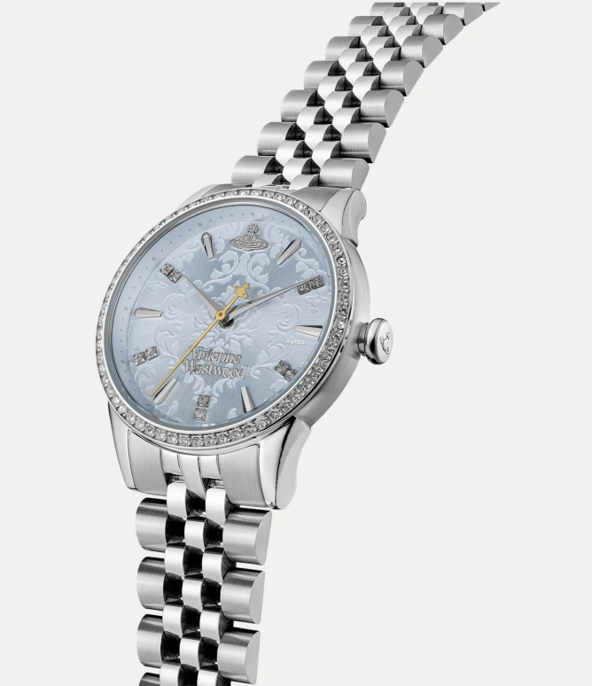 Vivienne Westwood,Other 32mm,32mm,Stainless Steel,Ice Blue,Quartz,Hardlex,Glass,Round,VV327LBLSL