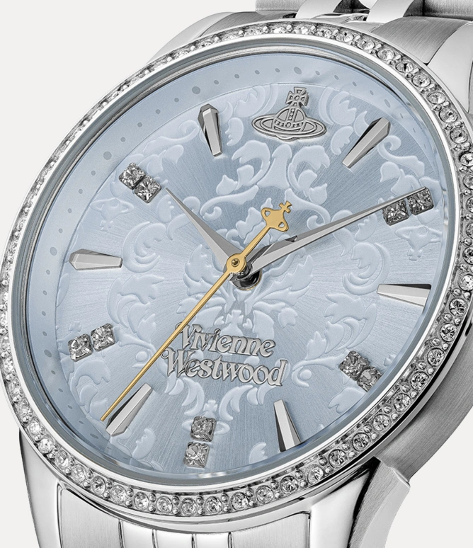 Vivienne Westwood,Other 32mm,32mm,Stainless Steel,Ice Blue,Quartz,Hardlex,Glass,Round,VV327LBLSL