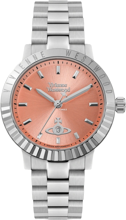 Vivienne Westwood,Other 34mm,34mm,Stainless Steel,Orange Pink,Quartz,Glass,Hardlex,Round,VV307COSL