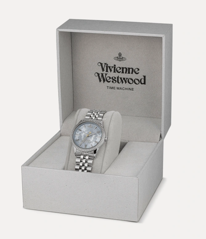 Vivienne Westwood,Other 32mm,32mm,Stainless Steel,Ice Blue,Quartz,Hardlex,Glass,Round,VV327LBLSL
