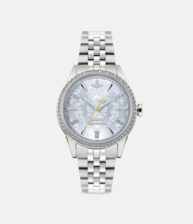 Vivienne Westwood,Other 32mm,32mm,Stainless Steel,Ice Blue,Quartz,Hardlex,Glass,Round,VV327LBLSL