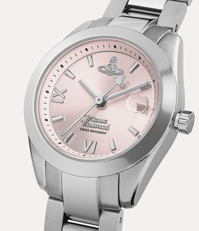 Vivienne Westwood,Other 29mm,29mm,Stainless Steel,Pink,Quartz,Day,Hardlex,Glass,VV292PKSL
