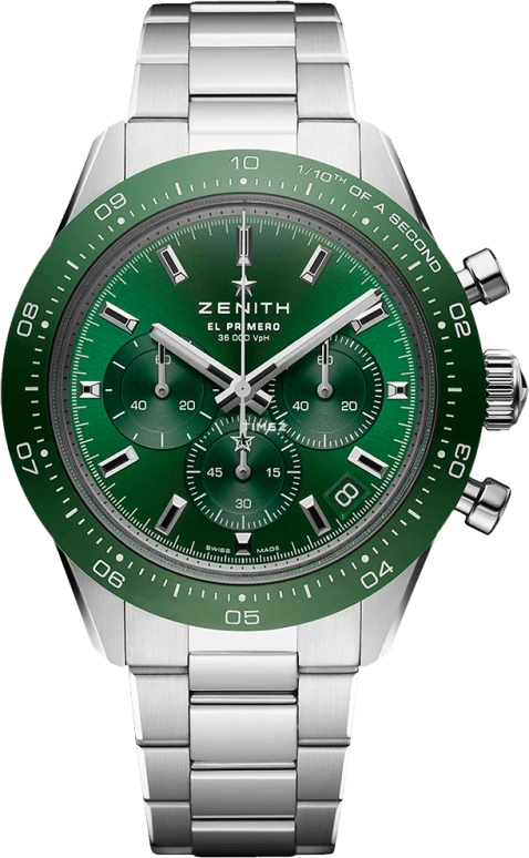 Zenith,Chronomaster Sport 41mm,41mm,Stainless Steel,Green,Automatic,Chronograph,Day,03,03.3107.3600/56.M3100