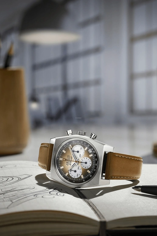 Zenith,Revival 37mm,37mm,Stainless Steel,Brown,Automatic,Chronograph,Date,Column Wheel,03,03.A384.400/385.C855