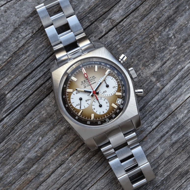 Zenith,Icons 37mm,37mm,Stainless Steel,Brown,Automatic,Chronograph,Day,A385