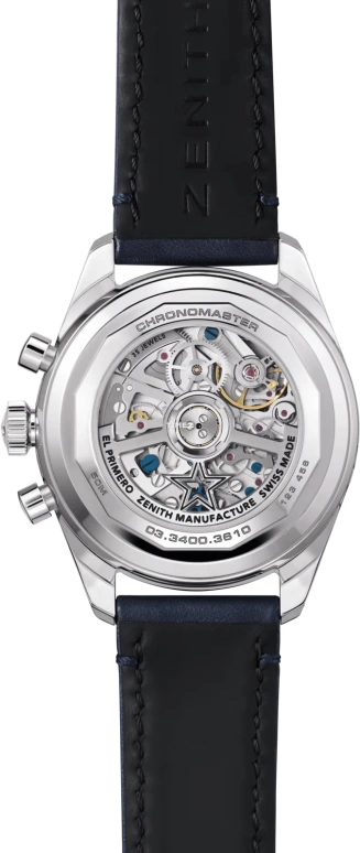 Zenith,Chronomaster Original 38mm,38mm,Stainless Steel,Blue,Silver,Automatic,Chronograph,Moonphase,Month,Date,60hours,In-house Caliber,03,03.3400.3610/51.C910