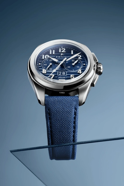 Zenith,Pilot 42.50mm,42.50mm,Stainless Steel,Blue,Automatic,Chronograph,Flyback,Big Date,03,03.4000.3652/51.I003