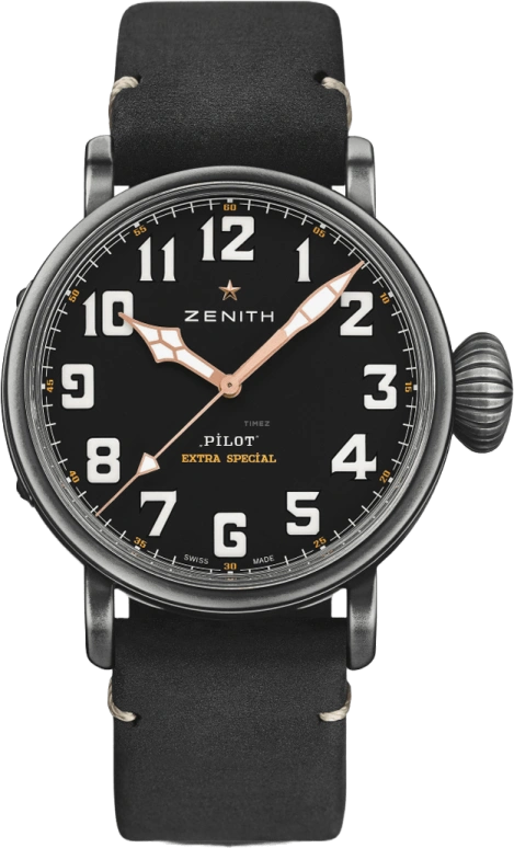 Zenith,Pilot 45mm,45mm,Stainless Steel,Black,Automatic,Day,55hours,11,11.2432.679/21.C900