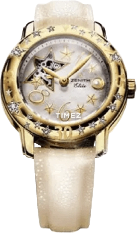 Zenith,Other 32mm,32mm,Yellow Gold,Silver White,Automatic,Sapphire,Crystal Glass,Round,23,23.1223.68/81.C536