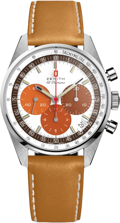 Zenith,Revival 38mm,38mm,Stainless Steel,Beige,Automatic,Chronograph,Day,03,03.P386.400/07.C840