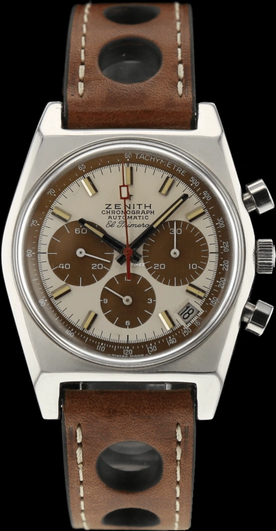 Zenith,Icons 37mm,37mm,Stainless Steel,White,Brown,Automatic,Chronograph,Day,A384