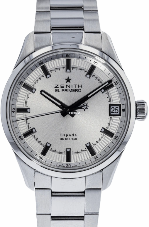 Zenith,El Primero 40mm,40mm,Stainless Steel,Silver White,Automatic,Day,In-house Caliber,03,03.2170.4650/01.M2170