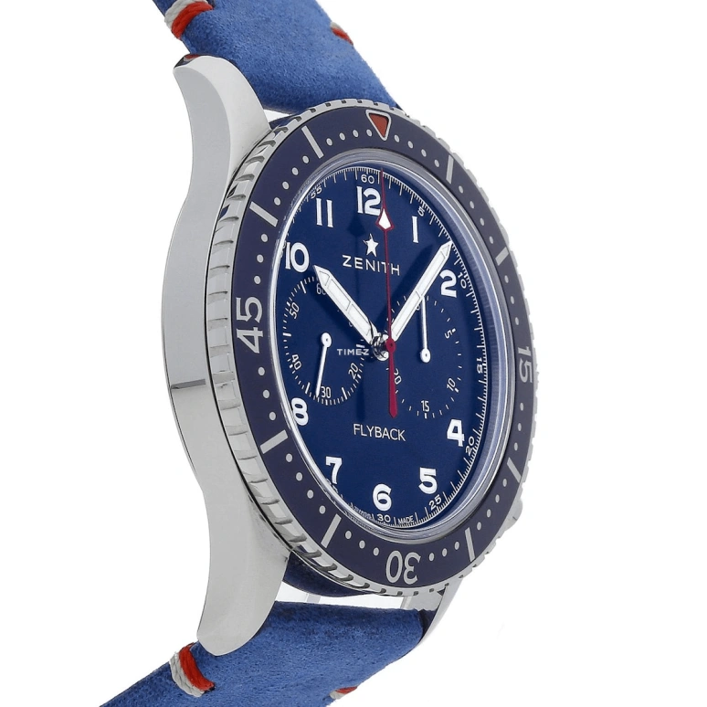 Zenith,Pilot 43mm,43mm,Stainless Steel,Blue,Automatic,Chronograph,Flyback,03,03.2241.405/51.C915