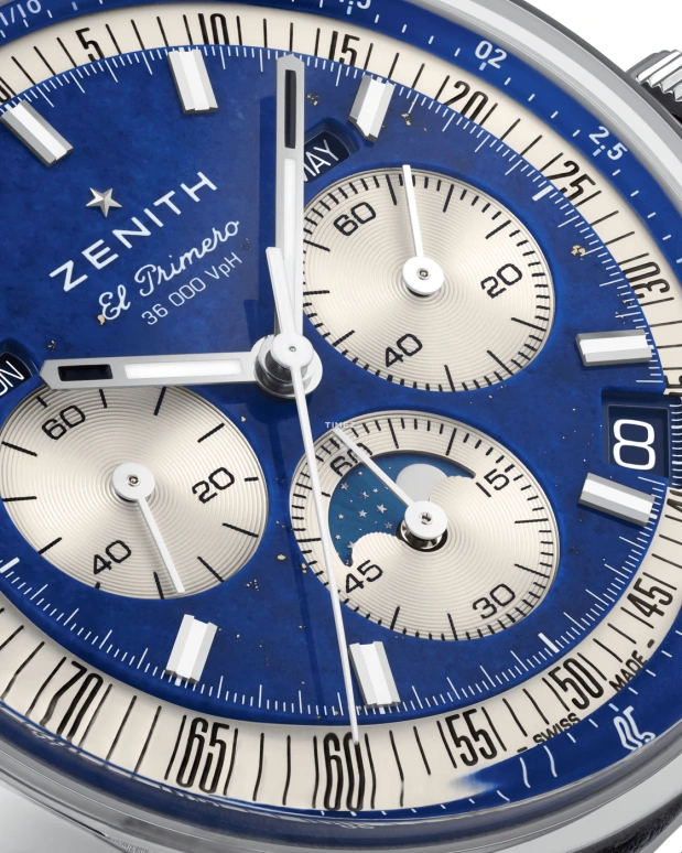 Zenith,Chronomaster Original 38mm,38mm,Stainless Steel,Blue,Silver,Automatic,Chronograph,Moonphase,Month,Date,60hours,In-house Caliber,03,03.3400.3610/51.C910