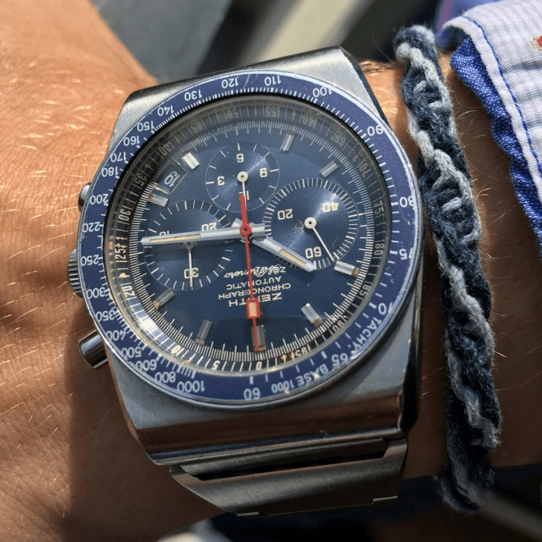 Zenith,Icons 38mm,38mm,Stainless Steel,Blue,Automatic,Chronograph,Day,01,01.0140.415