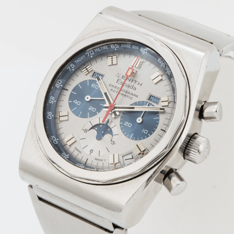 Zenith,Icons 38mm,38mm,Stainless Steel,Blue,Silver White,Automatic,Chronograph,Moonphase,Month,Date,Tonneau,Silver,A7817