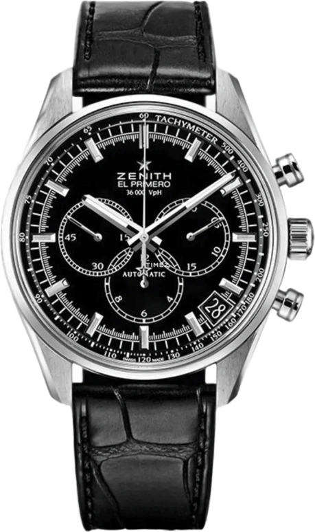 Zenith,El Primero 42mm,42mm,Stainless Steel,Black,Automatic,Chronograph,Day,03,03.2080.400/21.C496
