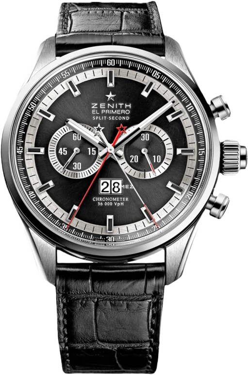 Zenith,El Primero 44mm,44mm,Stainless Steel,Black,Automatic,Chronograph,Day,Rattrapante,03,03.2050.4026/91.C714