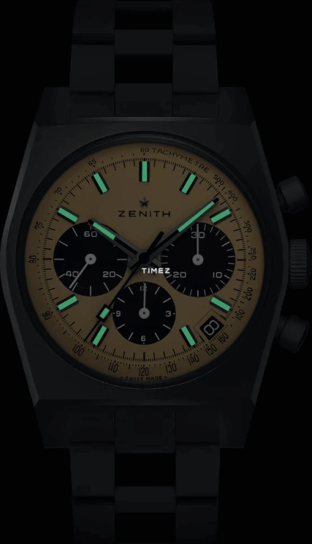 Zenith,Revival 37mm,37mm,Titanium,Beige,Black,Automatic,Chronograph,Day,97,97.L384.400/04.M384