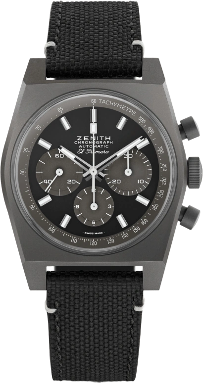 Zenith,Revival 37mm,37mm,Titanium,Black,Automatic,Chronograph,Date,Column Wheel,97,97.T384.4061/21.C822