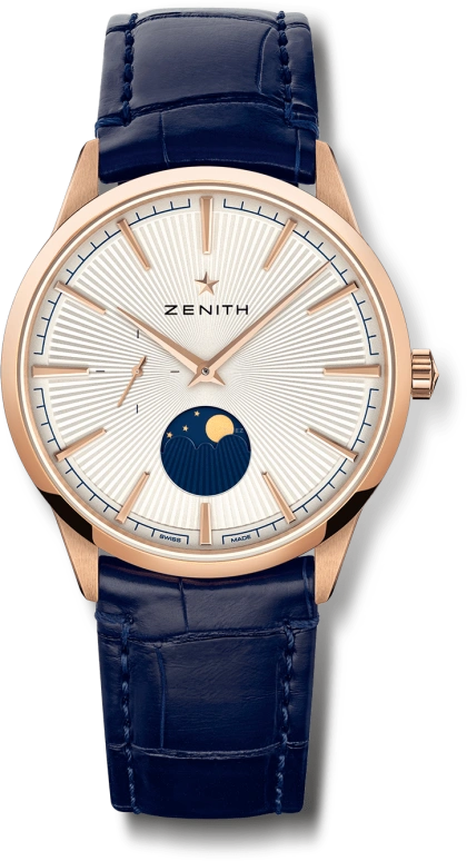 Zenith,Elite 40.50mm,40.50mm,Rose Gold,Silver,Automatic,Moonphase,50hours,18,18.3100.692/01.C922