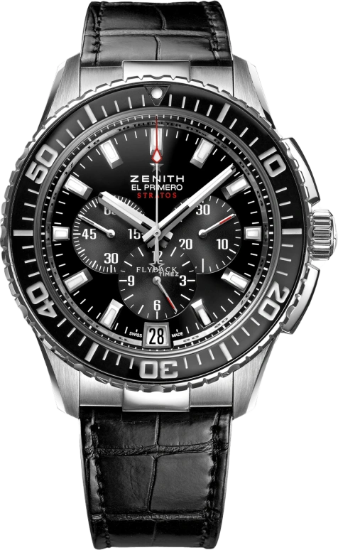 Zenith,El Primero 42mm,42mm,Stainless Steel,Black,Automatic,Chronograph,Day,Flyback,03,03.2060.405/21.C714