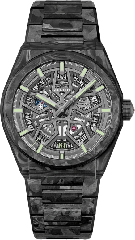 Zenith,Defy 41mm,41mm,Titanium,Carbon,Skeleton,Automatic,Date,50hours,10,10.9001.670/80.M9000