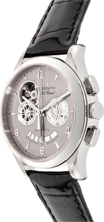 Zenith,Other 40mm,40mm,Stainless Steel,Grey,Automatic,Chronograph,Power Reserve Indicator,03,03.0510.4021/73.M510
