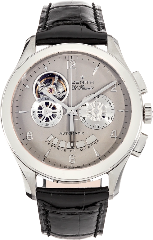 Zenith,Other 40mm,40mm,Stainless Steel,Grey,Automatic,Chronograph,Power Reserve Indicator,03,03.0510.4021/73.M510