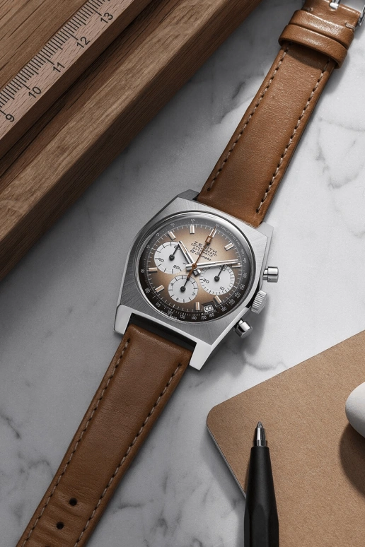 Zenith,Revival 37mm,37mm,Stainless Steel,Brown,Automatic,Chronograph,Date,Column Wheel,03,03.A384.400/385.C855