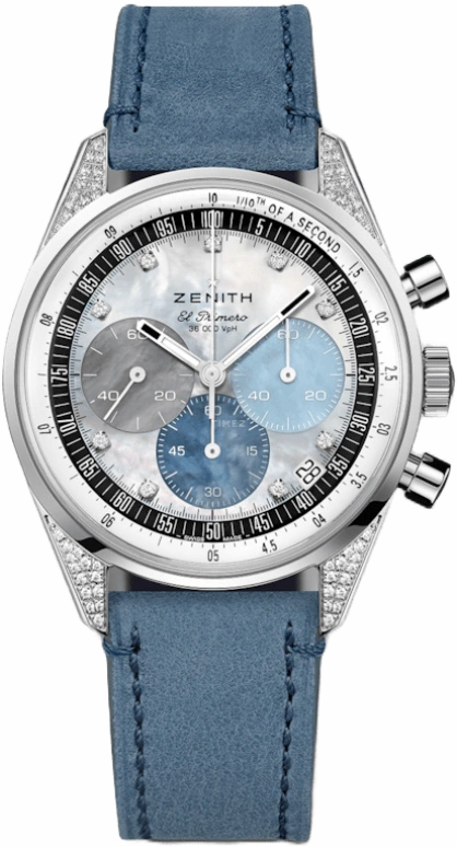 Zenith,Chronomaster 38mm,38mm,Stainless Steel,White,Blue,Grey,Automatic,Chronograph,Day,16,16.3200.3600/02.C907